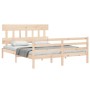 Bed frame with solid wood headboard 160x200 cm by vidaXL, Beds and slatted bases - Ref: Foro24-3195166, Price: 135,06 €, Disc...