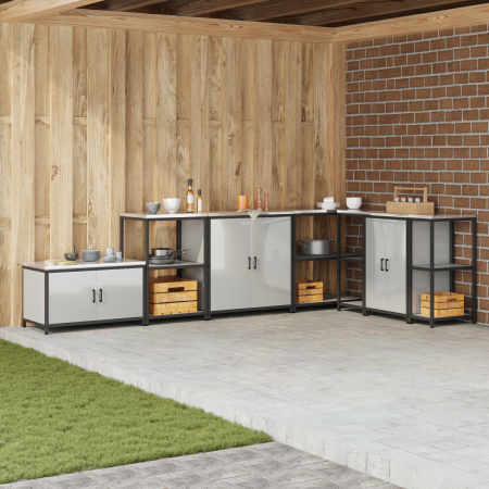 Gabinete de Almacenamiento para Cocina Plateado 60 x 50 x 92 cm