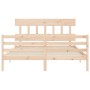 Bed frame with solid wood headboard 160x200 cm by vidaXL, Beds and slatted bases - Ref: Foro24-3195166, Price: 135,06 €, Disc...