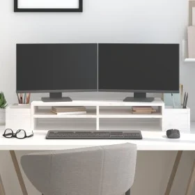 Monitorständer aus massivem Kiefernholz weiß 100x27,5x15 cm von vidaXL, Computersockel und -erhöhungen - Ref: Foro24-813970, ...