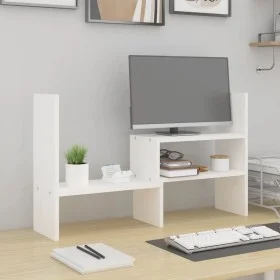 Soporte para monitor madera maciza pino blanco (39-72)x17x43 cm de vidaXL, Bases y elevadores para ordenadores - Ref: Foro24-...