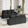 Conjunto de sofá de jardín Manual 7 pcs Negro 55 x 55 x 37 cm
