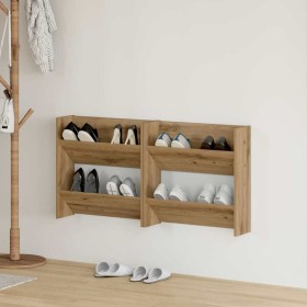 Armarios de zapato de pared 2 pcs Roble artisan 60 x 18 x 60 cm
