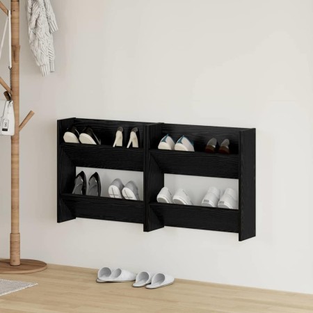 Armarios de zapato de pared 2 pcs Roble negro 60 x 18 x 60 cm