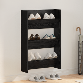 Armarios de zapato de pared Roble negro 60 x 18 x 60 cm