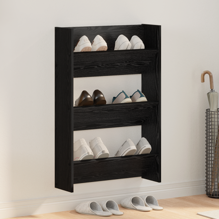 Armarios de zapato de pared Roble negro 60 x 18 x 60 cm