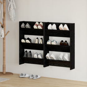 Armarios de zapato de pared 2 pcs Roble negro 60 x 18 x 60 cm