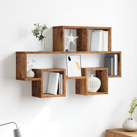 Estante de pared con estante Madera envejecida 82 x 15 x 51 cm