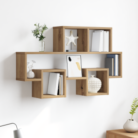 Estante de pared con estante Roble artesanal 82 x 15 x 51 cm
