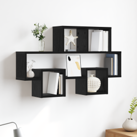 Estante de pared con estante con almacenamiento Roble negro 82