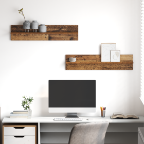Estanterías de pared 2 pcs Madera envejecida 80 x 11.5 x 18 cm