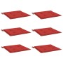Cojines de silla de jardín 6 uds tela Oxford rojo 40x40x4 cm
