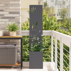 Macetero de Jardín con Panel Decorativo Antracita 32 x 140 cm