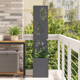 Macetero de Jardín con Panel Decorativo Antracita 32 x 140 cm