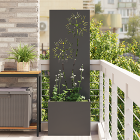 Macetero de Jardín con Panel Decorativo Negro 50 x 140 cm