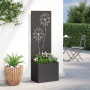 Macetero de Jardín con Panel Decorativo Negro 50 x 140 cm
