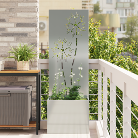 Macetero de Jardín con Panel Decorativo Plateado 50 x 140 cm