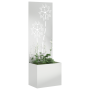 Macetero de Jardín con Panel Decorativo Plateado 50 x 140 cm