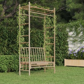 Banco de jardín con pérgola bambú 116 cm