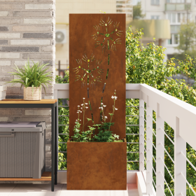 Macetero de Jardín con Panel Decorativo Oxidado 50 x 140 cm
