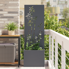 Macetero de Jardín con Panel Decorativo Antracita 50 x 140 cm