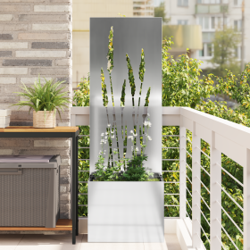 Macetero de Jardín con Panel Decorativo Plateado 50 x 140 cm