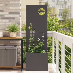 Macetero de Jardín con Panel Decorativo Negro 50 x 140 cm