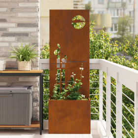 Macetero de Jardín con Panel Decorativo Oxidado 50 x 140 cm