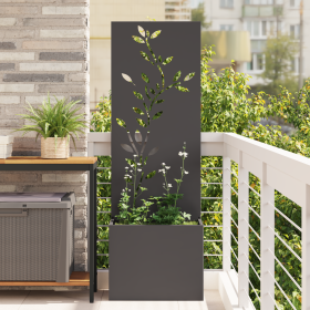 Macetero de Jardín con Panel Decorativo Negro 50 x 140 cm
