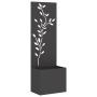 Macetero de Jardín con Panel Decorativo Negro 50 x 140 cm