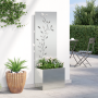 Macetero de Jardín con Panel Decorativo Plateado 50 x 140 cm