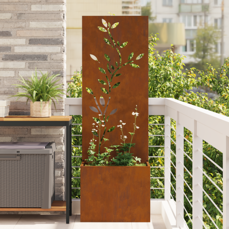 Macetero de Jardín con Panel Decorativo Oxidado 50 x 140 cm