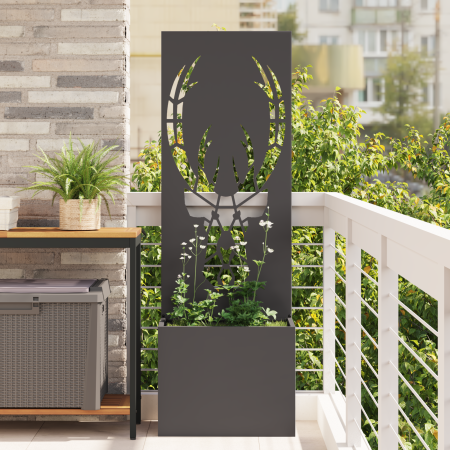 Macetero de Jardín con Panel Decorativo Negro 50 x 140 cm