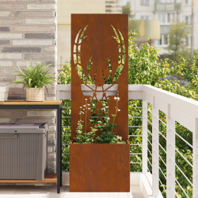 Macetero de Jardín con Panel Decorativo Oxidado 50 x 140 cm