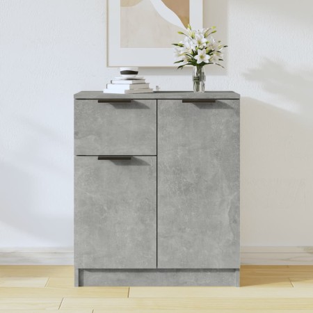 Aparador de madera contrachapada gris hormigón 60x30x70 cm