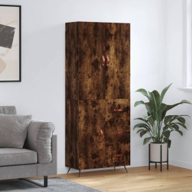 Aparador alto madera contrachapada roble ahumado 69,5x34x180 cm