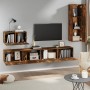 Set de muebles de TV 4 pzas madera contrachapada roble ahumado