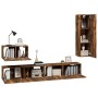 Set de muebles de TV 4 pzas madera contrachapada roble ahumado