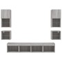 Muebles TV pared con LED 8 pzas madera ingeniería gris Sonoma