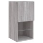 Muebles TV pared con LED 8 pzas madera ingeniería gris Sonoma