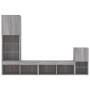 Muebles TV pared con LED 4 pzas madera ingeniería gris Sonoma