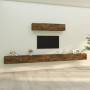 Set de muebles de TV 6 pzas madera contrachapada roble ahumado