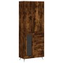 Aparador alto madera contrachapada roble ahumado 69,5x34x180 cm
