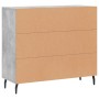 Aparador de madera de ingeniería gris hormigón 90x34x80 cm