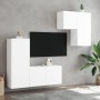 Muebles de TV de pared 4 piezas madera de ingeniería blanco
