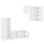 Muebles de TV de pared 4 piezas madera de ingeniería blanco
