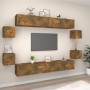 Set de muebles de TV 8 pzas madera contrachapada roble ahumado