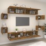 Set de muebles de TV 8 pzas madera contrachapada roble ahumado