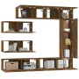 Set de muebles de TV 7 pzas madera contrachapada roble ahumado