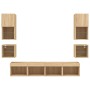 Muebles TV pared con LED 8 pzas madera ingeniería roble Sonoma